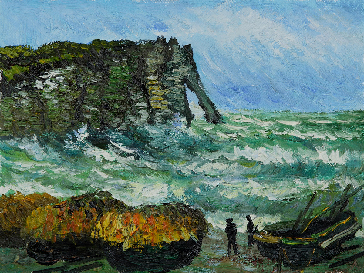 Rough Sea At Etretat-Claude Monet Painting